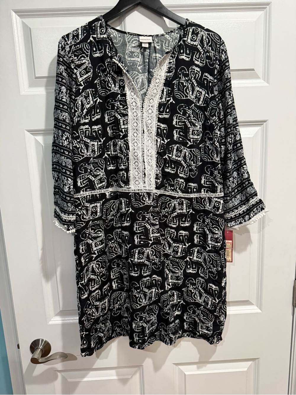 Merona Black & White Elephant Dress NWT Size Large